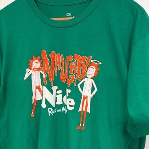 Rick and Morty Naughty or Nice T Shirt Green Mens 2X Adult Swim Ripple Junction